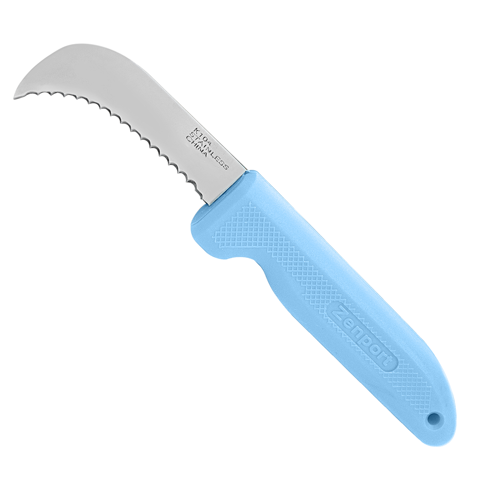 Cuchillo multiusos Zenport K104-B Harvest, hoja dentada de acero inoxidable de 3 pulgadas, color azul