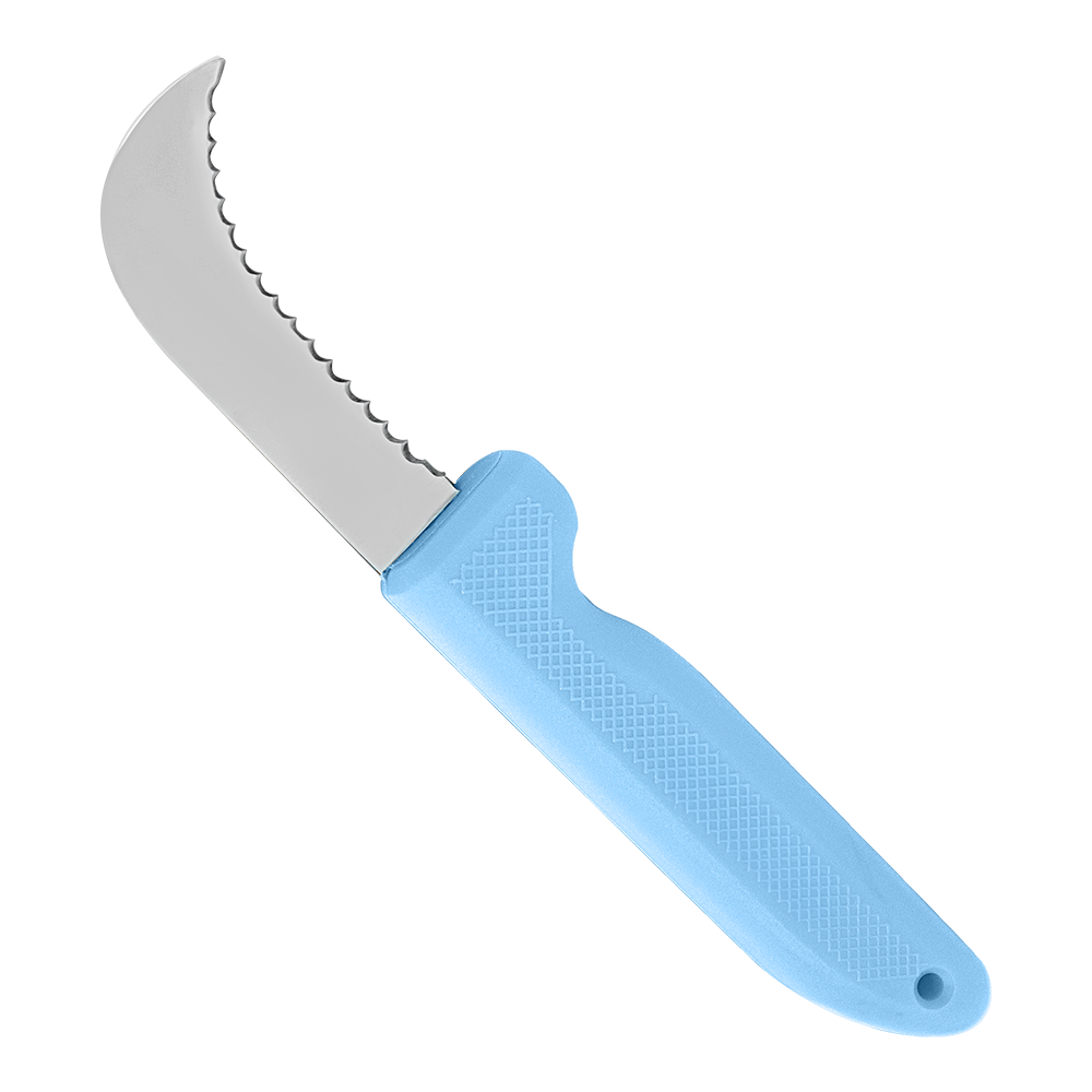 Cuchillo multiusos Zenport K104-B Harvest, hoja dentada de acero inoxidable de 3 pulgadas, color azul