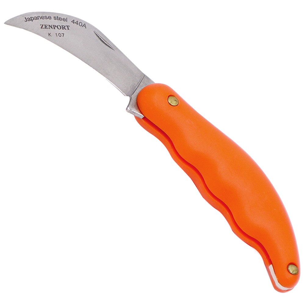 Cuchillo de horticultura plegable Zenport K107, hoja de acero inoxidable de 3,5 pulgadas, color naranja