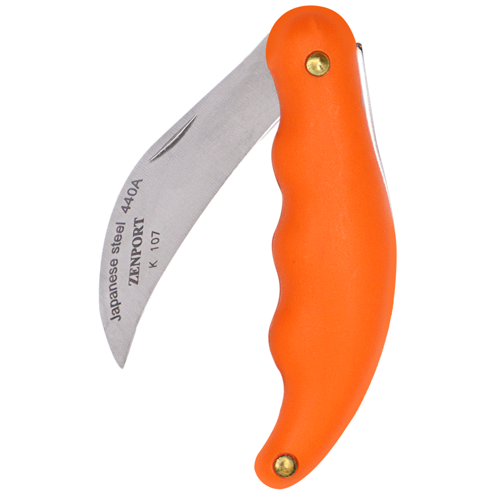 Cuchillo de horticultura plegable Zenport K107, hoja de acero inoxidable de 3,5 pulgadas, color naranja