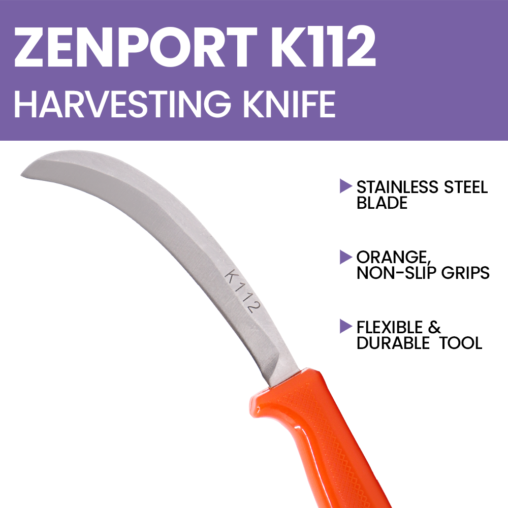 Cuchillo para plátano Zenport K112, curvo, hoja de acero inoxidable de 5 pulgadas, color naranja
