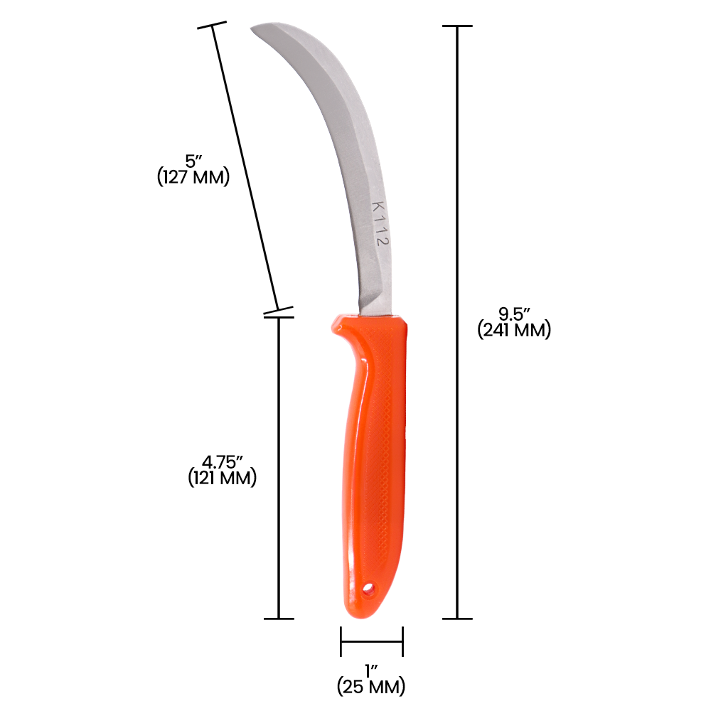 Cuchillo para plátano Zenport K112, curvo, hoja de acero inoxidable de 5 pulgadas, color naranja
