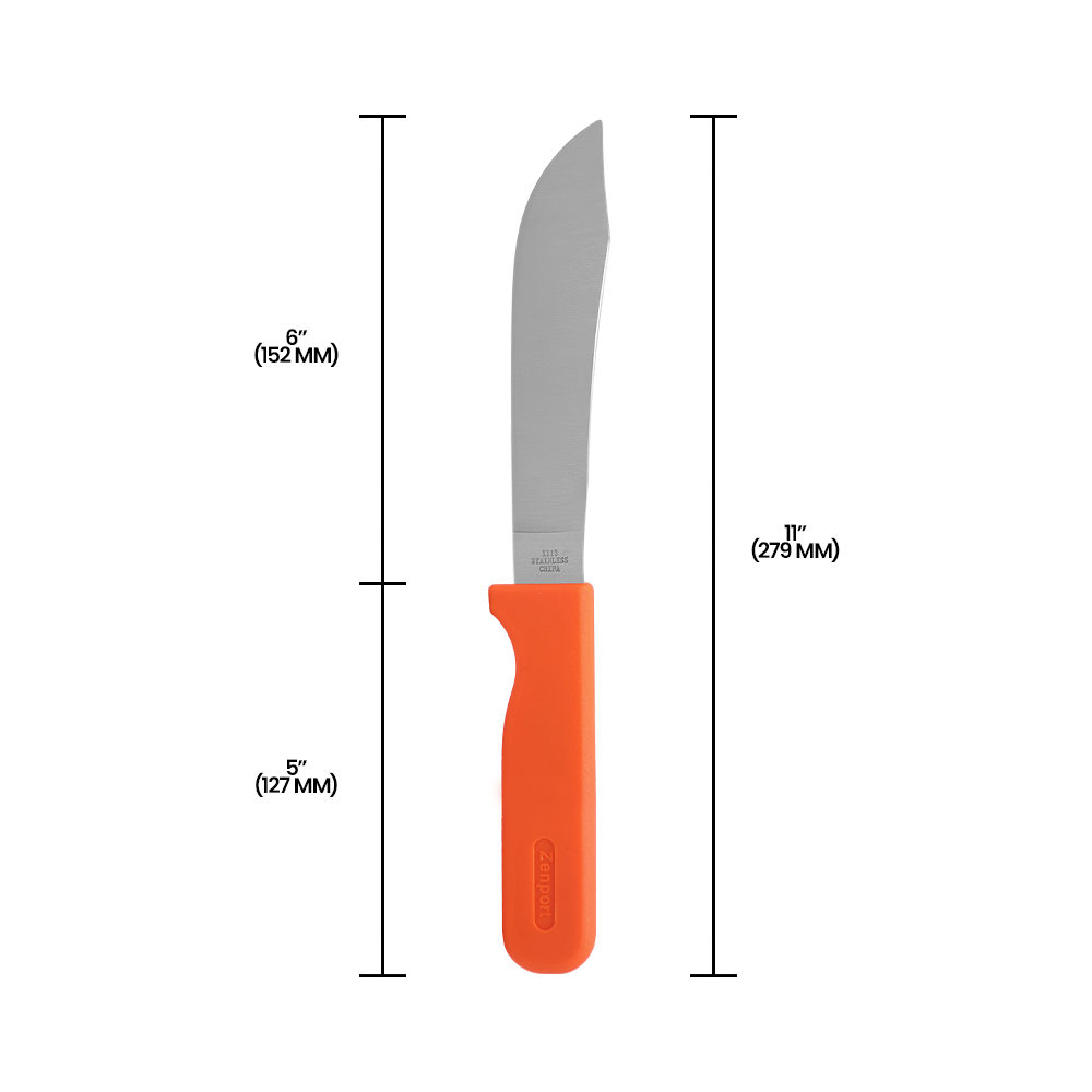 Cuchillo de cosecha Zenport K113, hoja de acero inoxidable de 6,75 pulgadas, color naranja