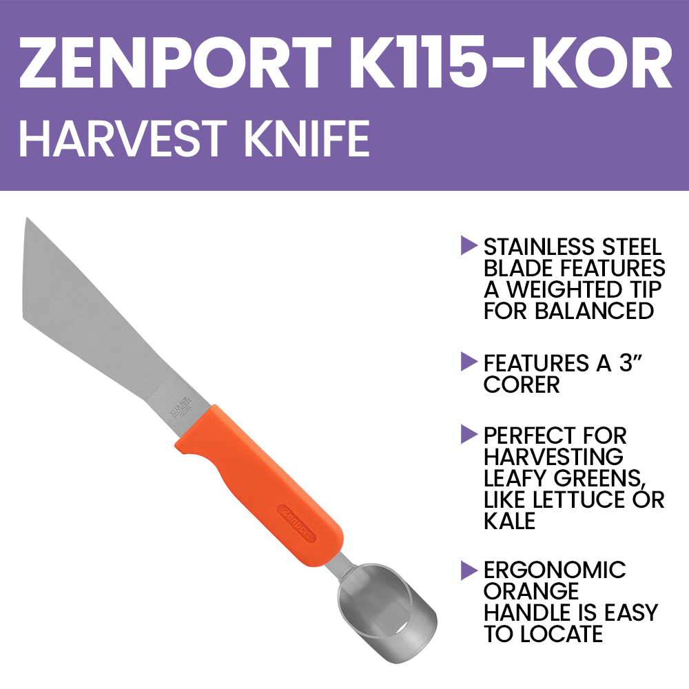 Zenport K115-KOR Harvest Knife, Orange, 7.25 Inch Stainless Steel Blade, Orange