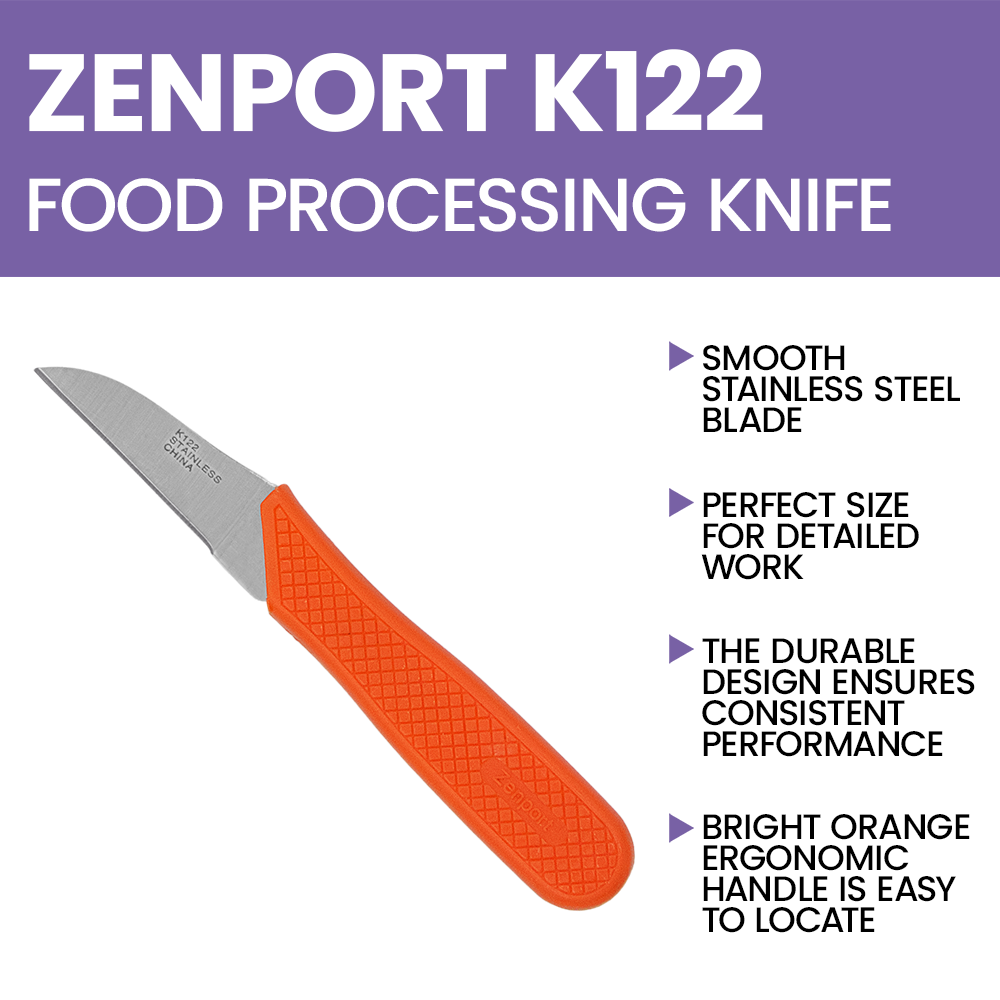 Cuchillo para procesar frutas y tomates Zenport K122, hoja de acero inoxidable de 2 pulgadas, color naranja
