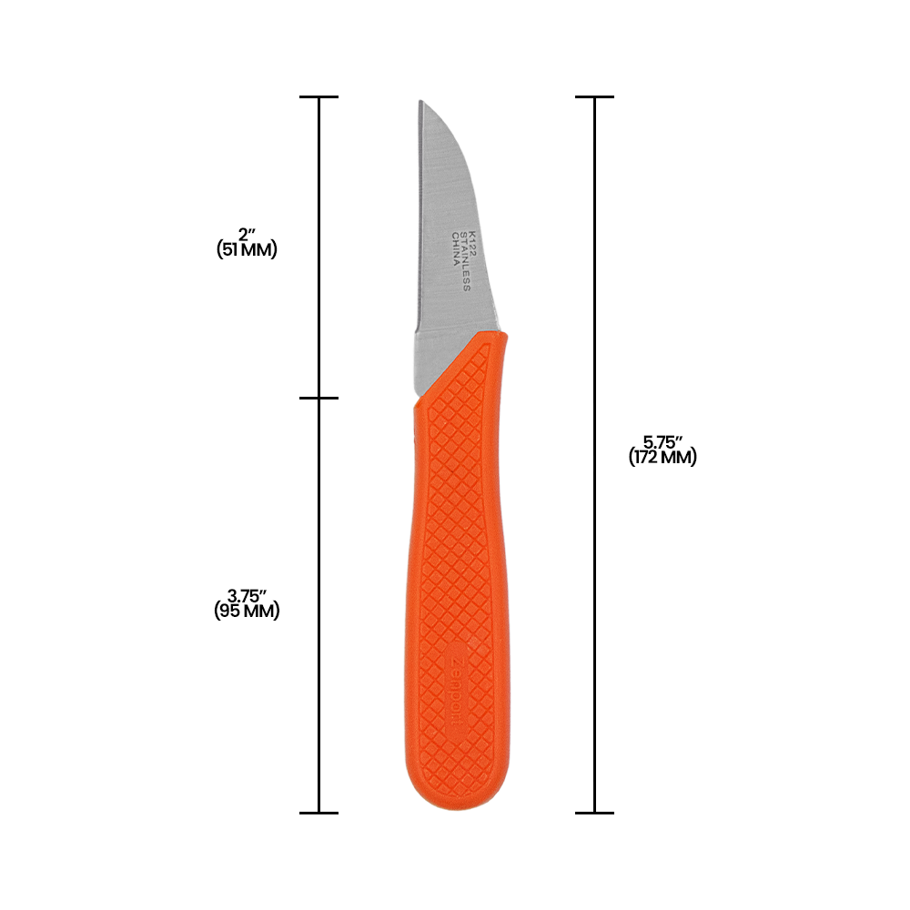 Cuchillo para procesar frutas y tomates Zenport K122, hoja de acero inoxidable de 2 pulgadas, color naranja