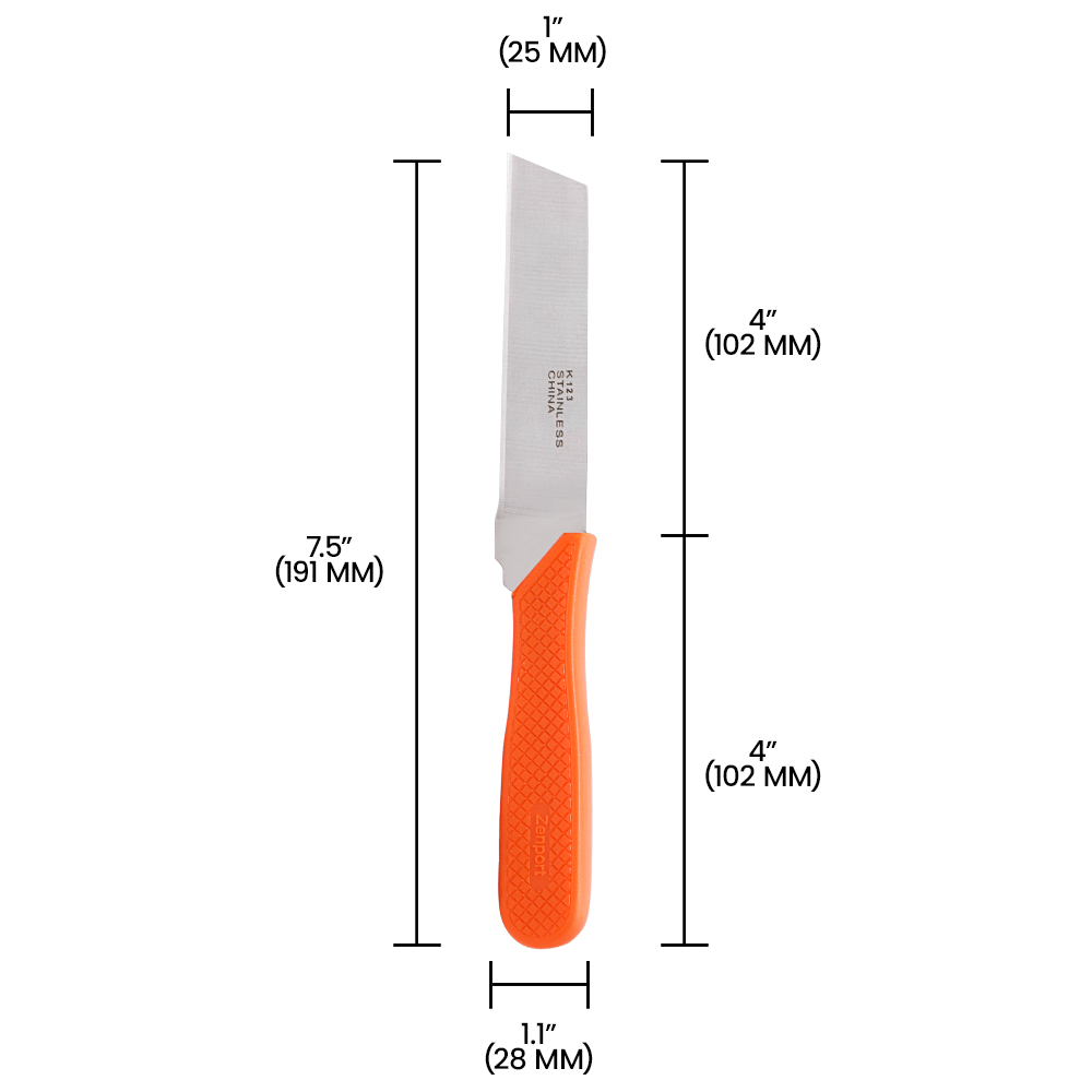 Cuchillo para patatas Zenport K123, hoja de acero inoxidable de 9,5 cm, color naranja