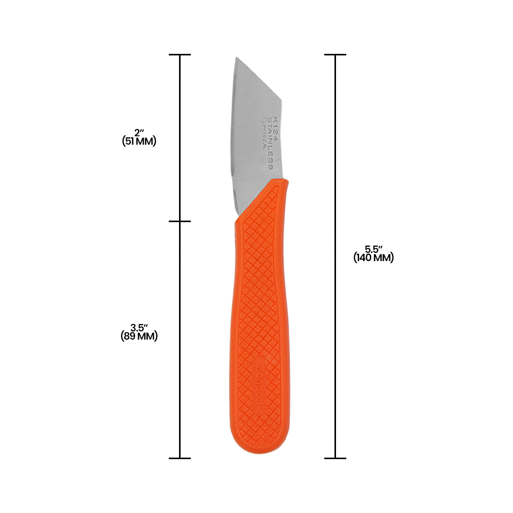Cuchillo para procesar alimentos Zenport K124, hoja de 1,5" y 2" de acero inoxidable, color naranja