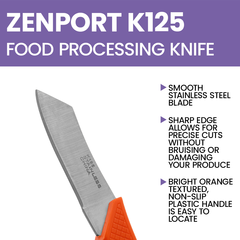 Cuchillo para frutas y hongos Zenport K125, hoja de acero inoxidable de 2,75 pulgadas, color naranja