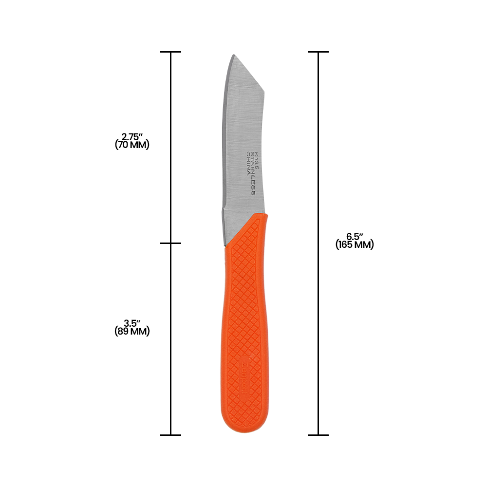 Cuchillo para frutas y hongos Zenport K125, hoja de acero inoxidable de 2,75 pulgadas, color naranja