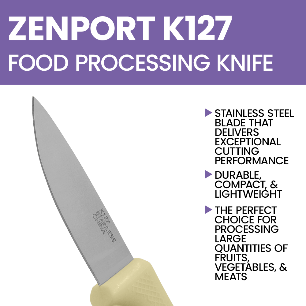 Cuchillo para procesar alimentos Zenport K127, hoja de acero inoxidable de 3,5 pulgadas, color crema