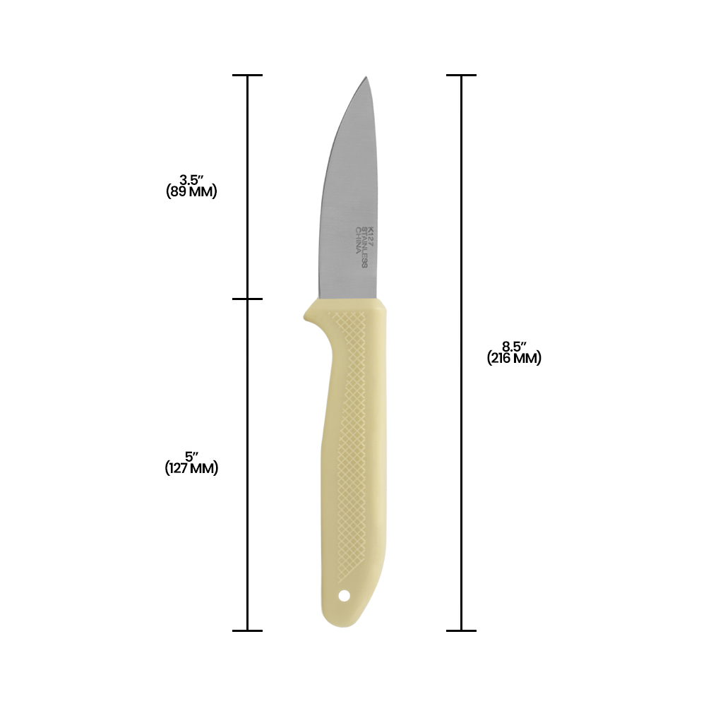 Cuchillo para procesar alimentos Zenport K127, hoja de acero inoxidable de 3,5 pulgadas, color crema