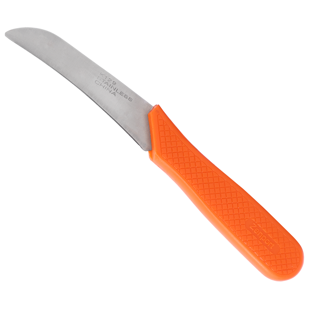 Zenport K129 Slim Fruit and Mushroom Harvest Knife, 3 Inch Stainless Steel Blade, Orange