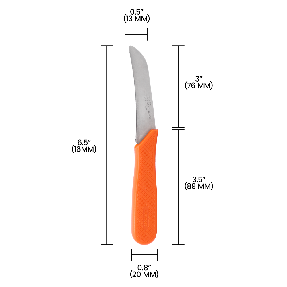 Zenport K129 Slim Fruit and Mushroom Harvest Knife, 3 Inch Stainless Steel Blade, Orange