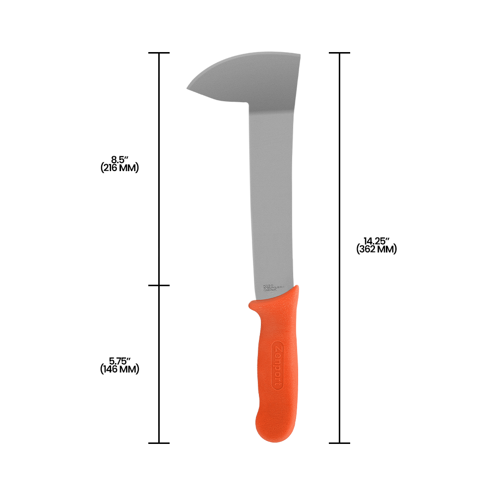 Cuchillo para cosechar apio Zenport K130, hoja de acero inoxidable de 8,5 pulgadas, color naranja