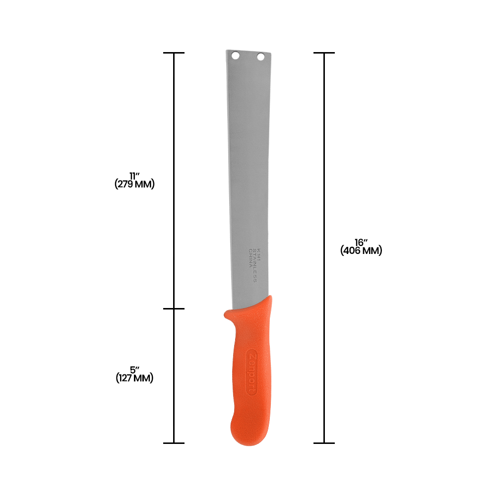 Cuchillo cosechador Zenport K141 para remolacha, cebolla y maíz, hoja de acero inoxidable de 28 cm, color naranja