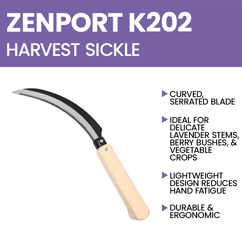 Hoz de cosecha Zenport K202 Lavender, hoja de 6,5 pulgadas, beige