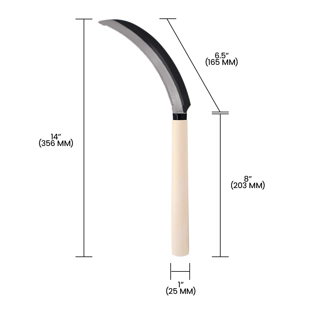 Zenport K205 Harvest Knife Weeding Sickle with Wood Handle, Steel Blade