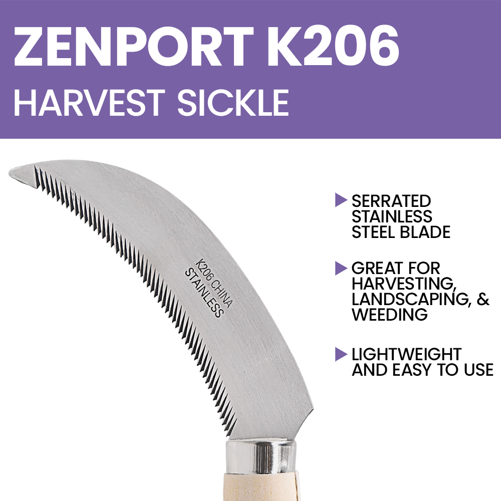 Zenport K206 Berry Knife, Serrated Blade, 4.3 Inch Stainless Steel Blade, Beige