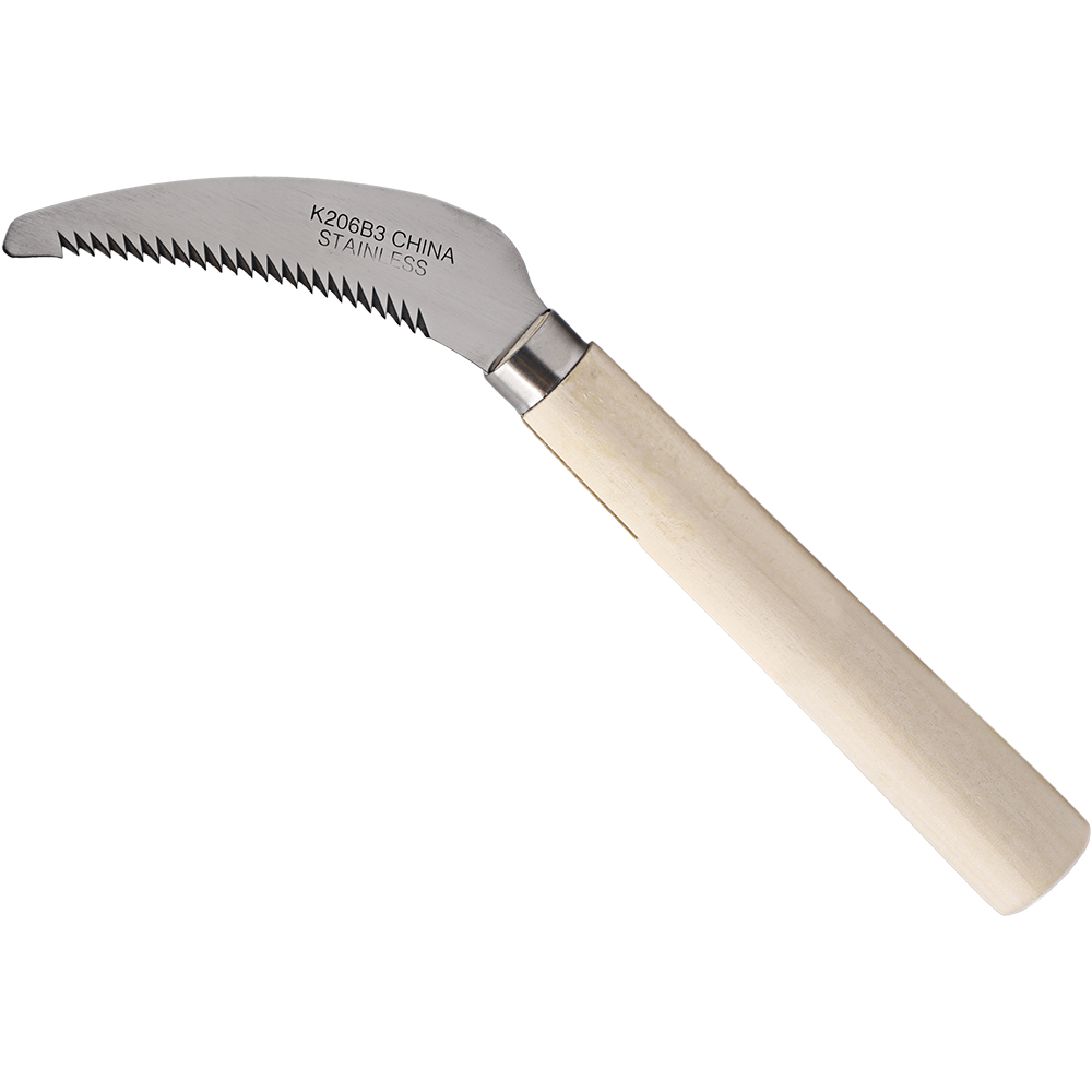 Zenport K206B3 Serrated Weeding Sickle, Wood Handle, 4.3 Inch Stainless Steel Blade, Beige