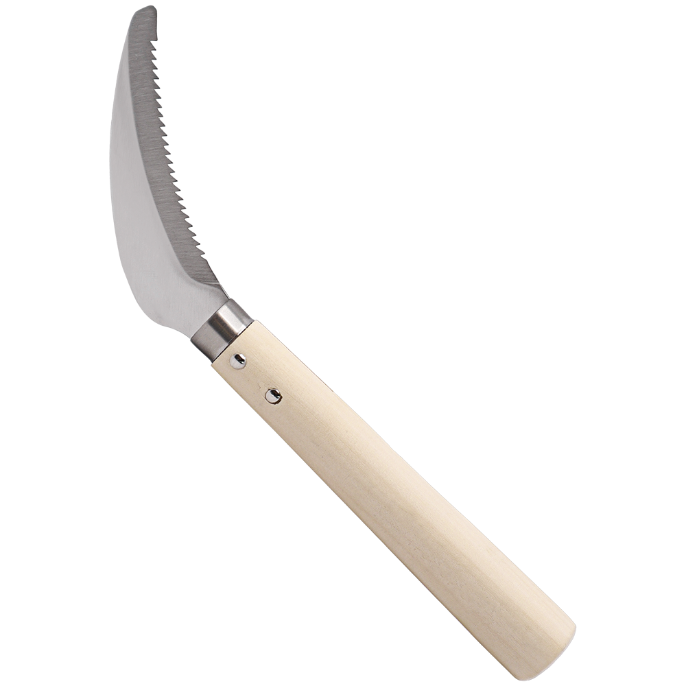 Zenport K206B3 Serrated Weeding Sickle, Wood Handle, 4.3 Inch Stainless Steel Blade, Beige