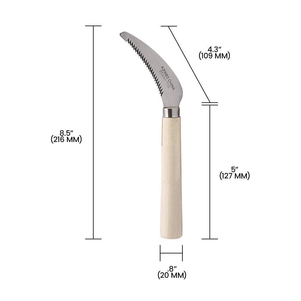 Zenport K206B3 Serrated Weeding Sickle, Wood Handle, 4.3 Inch Stainless Steel Blade, Beige