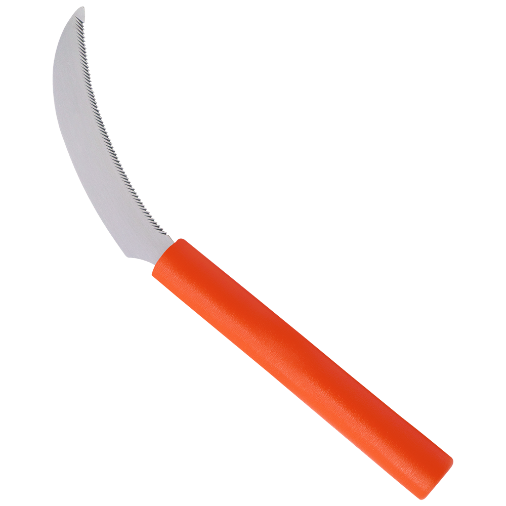 Hoz de cosecha dentada Zenport K206C, hoja de acero inoxidable de 4,3 pulgadas, color naranja