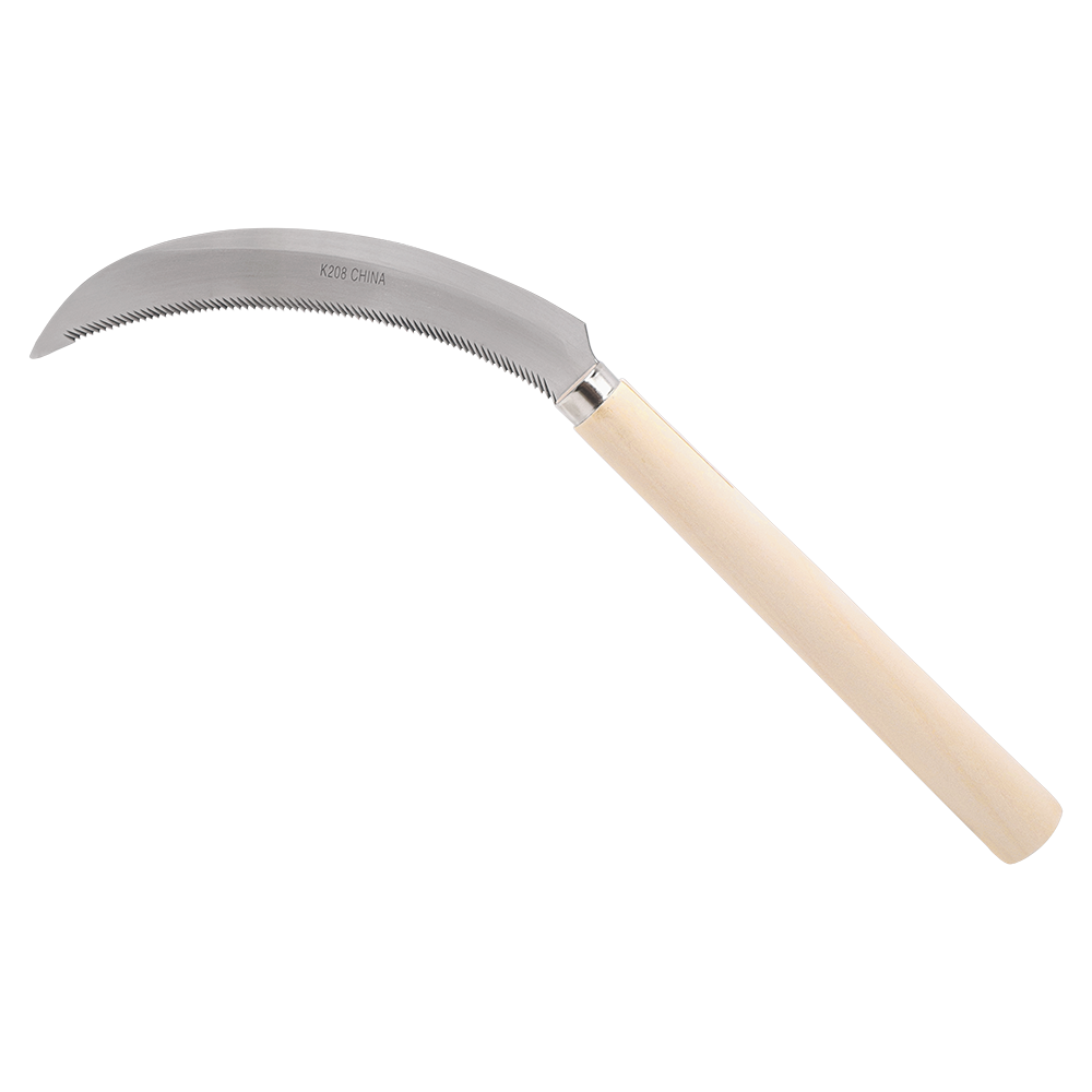Zenport K208 Harvest Sickle with Wooden Handle, Light Serration, 6.5-Inch Stainless Steel Blade