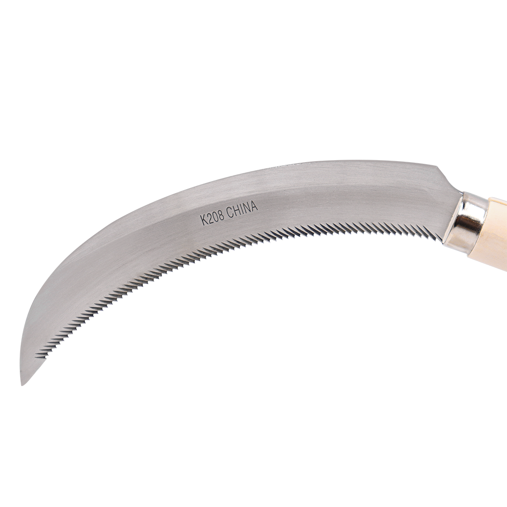 Zenport K208 Harvest Sickle with Wooden Handle, Light Serration, 6.5-Inch Stainless Steel Blade