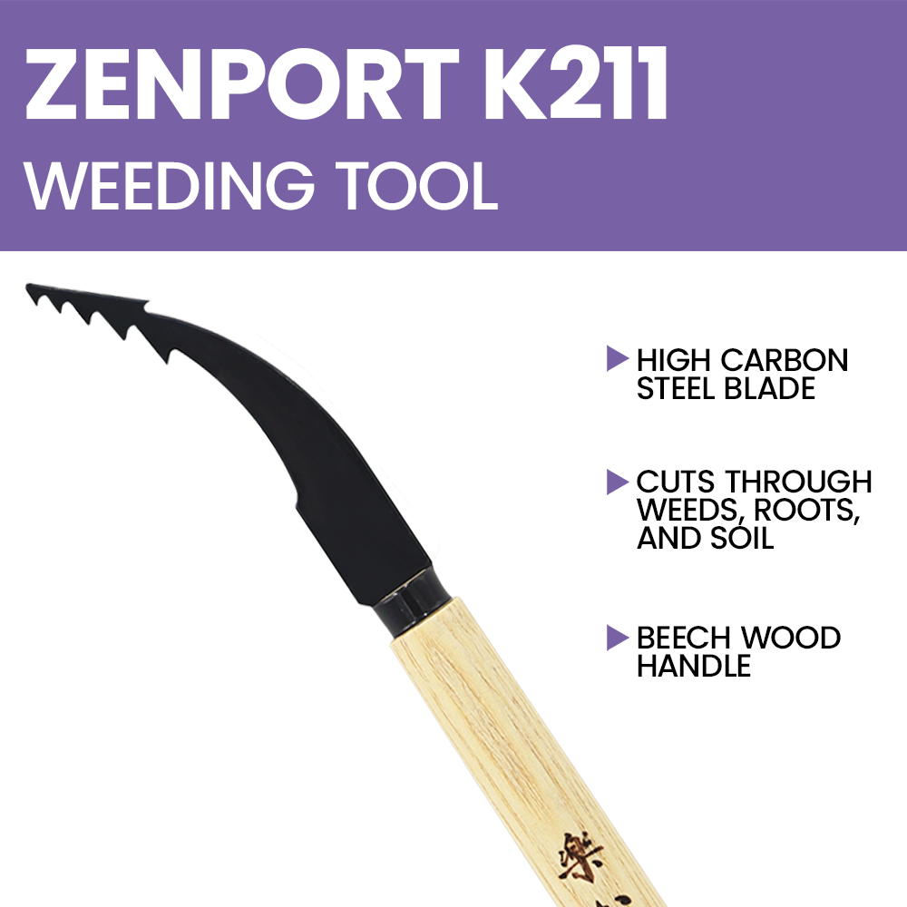 Zenport K211 High Japanese-style Crevice Weeding Tool, 5.5 Inch High Carbon Steel Blade, Beige