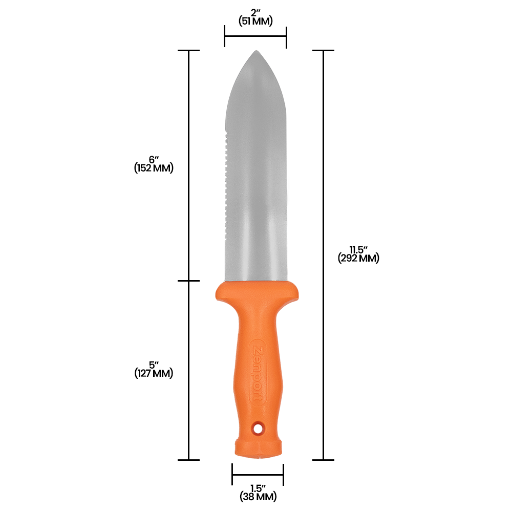Zenport K245 ZenBori Soil Knife, Serrated, 6 Inch Stainless Steel Blades, Orange