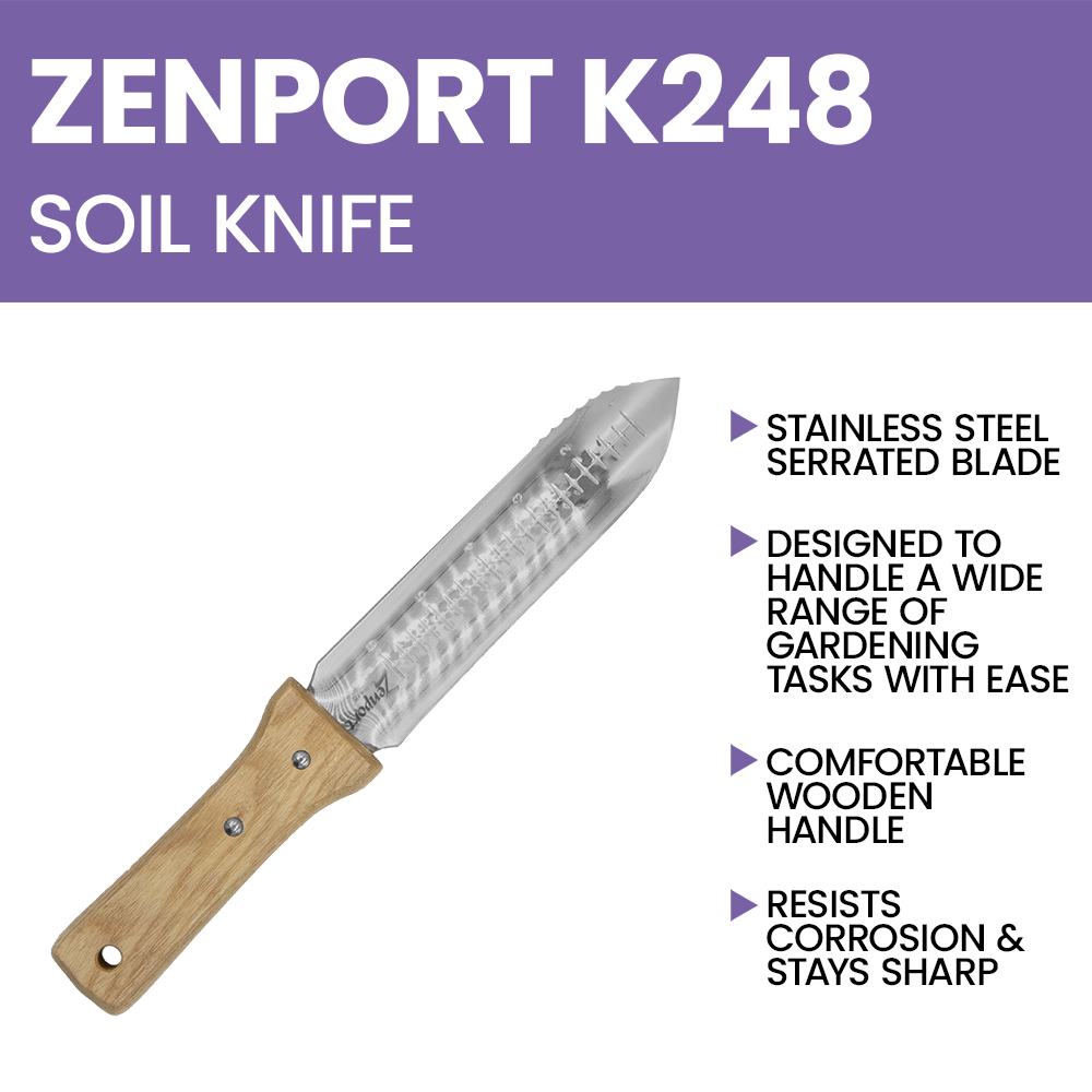 Zenport K248 Wood-handled Deluxe ZenBori Knife w/ Measuring Marks, Beige