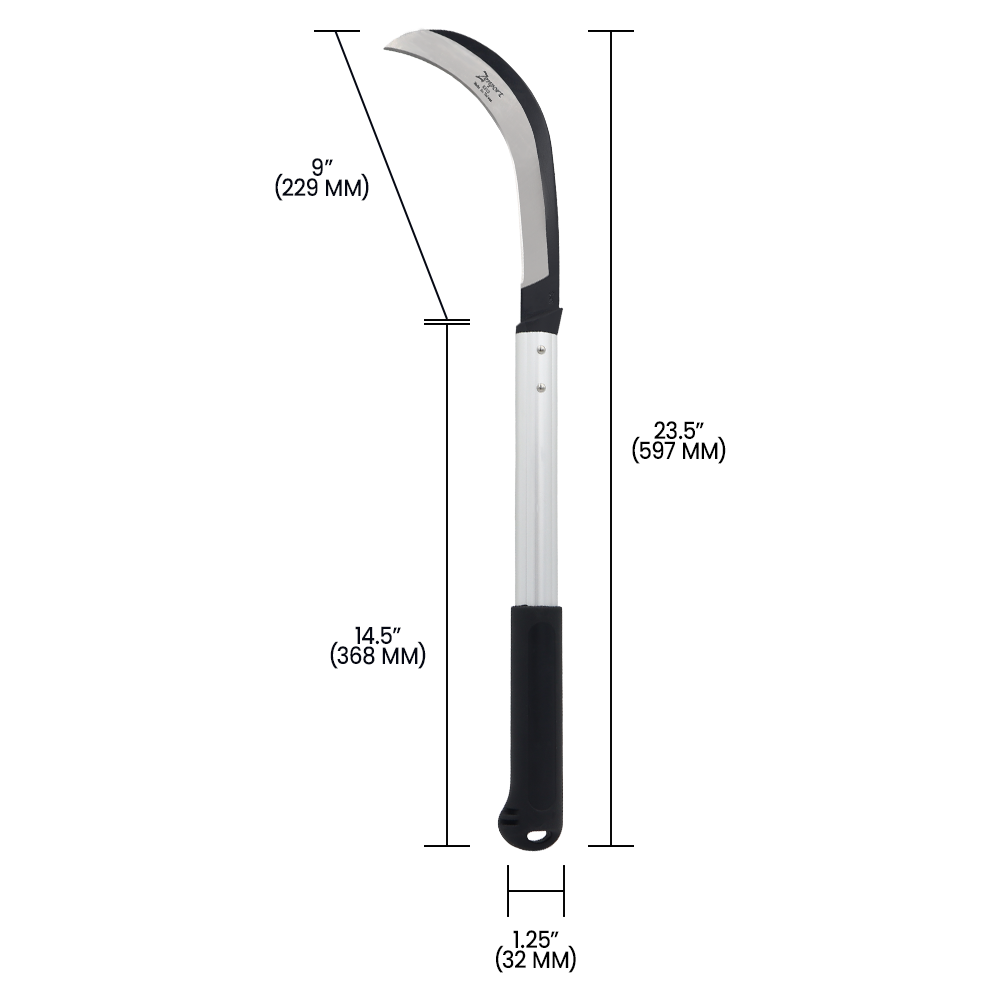 Zenport K313 Harvest Sickle, 9 Inch Carbon Steel Blade, Black/Silver