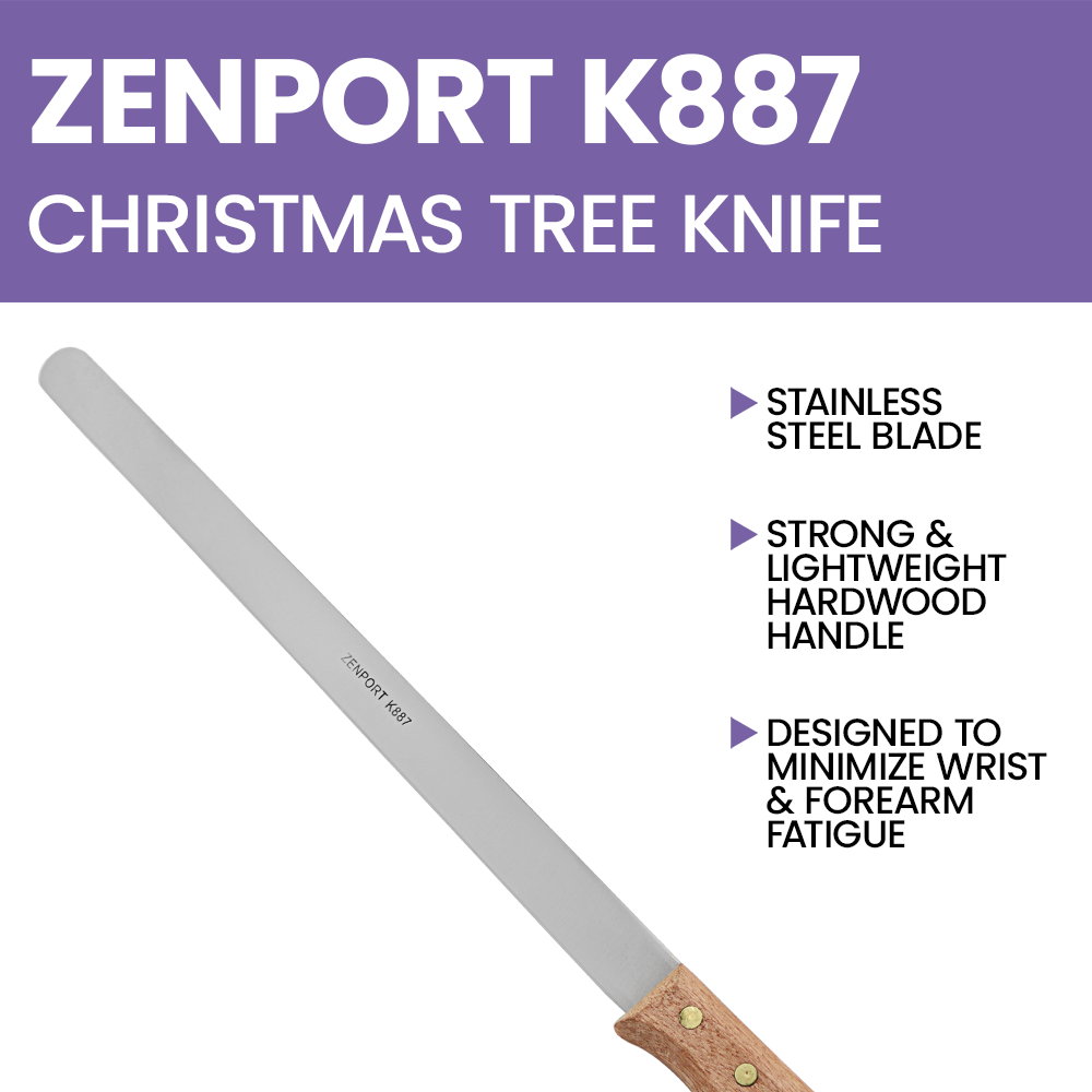 Zenport K887 Christmas Tree Nursery Shearing Knife, Short Handle, 16.25 Inch Stainless Steel Blade, Brown
