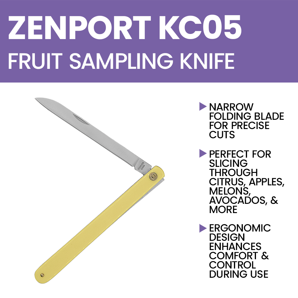 Zenport KC05 Fruit Sampling Knife with Carrying Case, 4.75 Inch Blade, Yellow