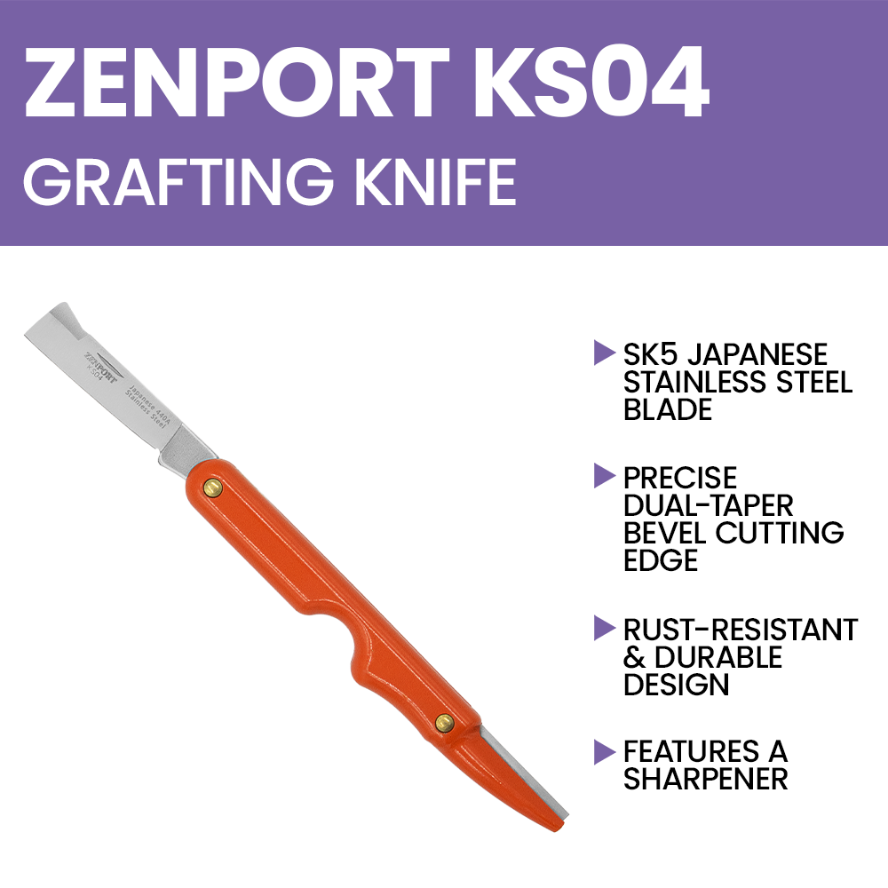 Zenport KS04 Knife Sharpener with Grafting Knife Combo, 3 Inch Blades, Orange