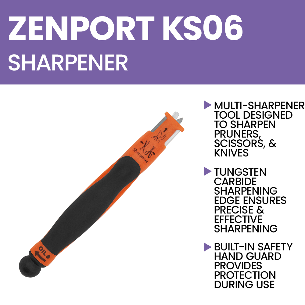 Zenport KS06 6-in-1 Multi-Sharpener for Pruners, Scissors, and Knives, Orange/Black