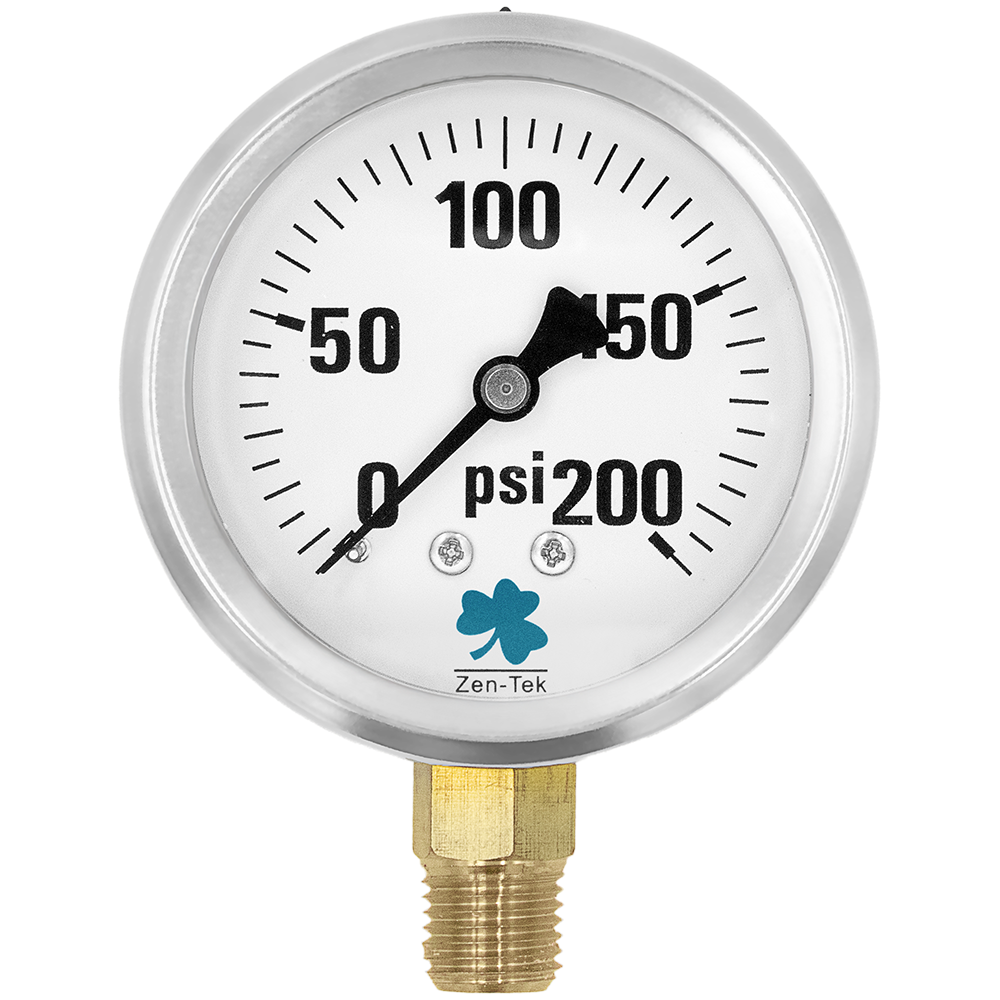 Manómetro de glicerina líquida Zenport LPG200, 200 PSI