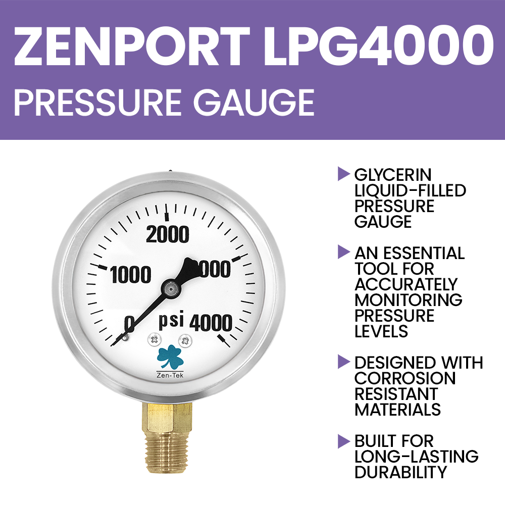 Manómetro Zenport LPG4000 con glicerina líquida (4000 PSI)