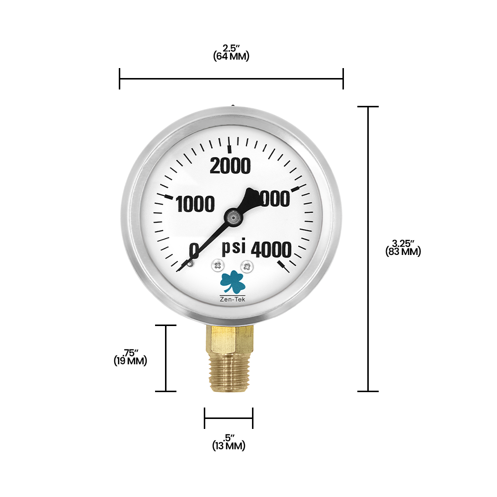 Manómetro Zenport LPG4000 con glicerina líquida (4000 PSI)