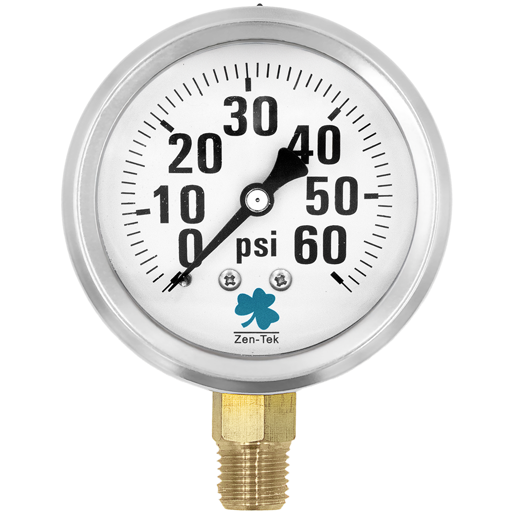Zenport LPG60 Glycerin Liquid Filled Pressure Gauge, 60 PSI