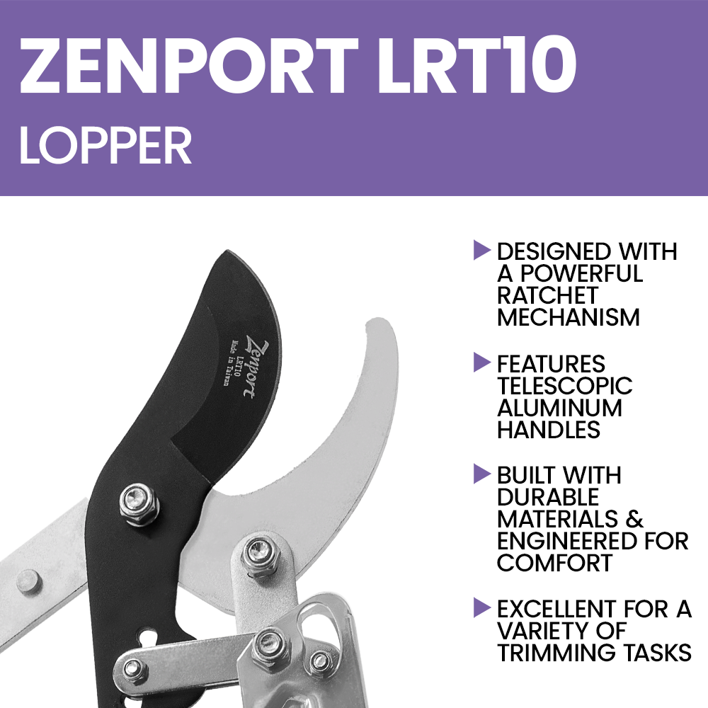 Zenport LRT10 Telescopic Ratchet Bypass Lopper, Silver