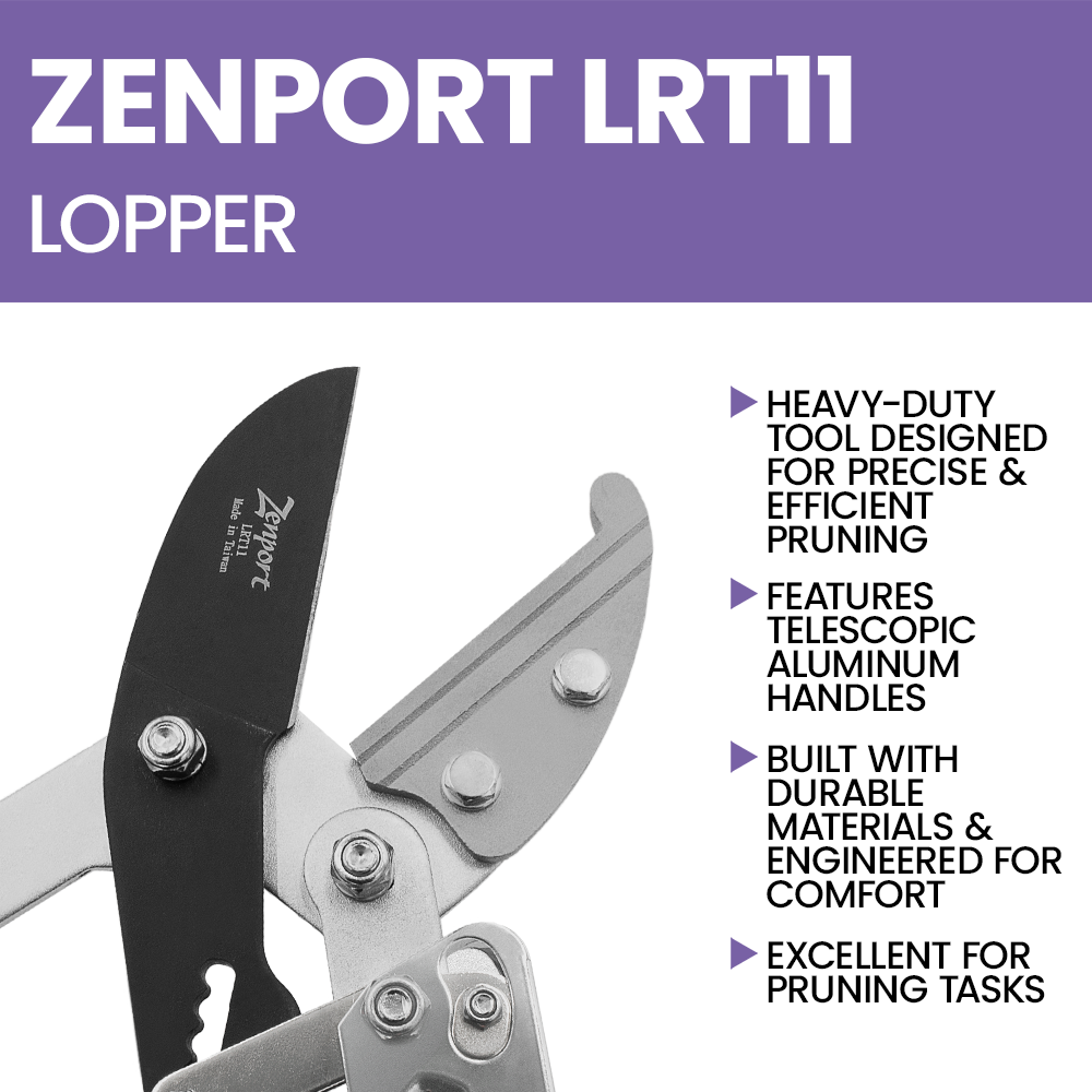Zenport LRT11 Telescopic Ratchet Anvil Lopper, Silver