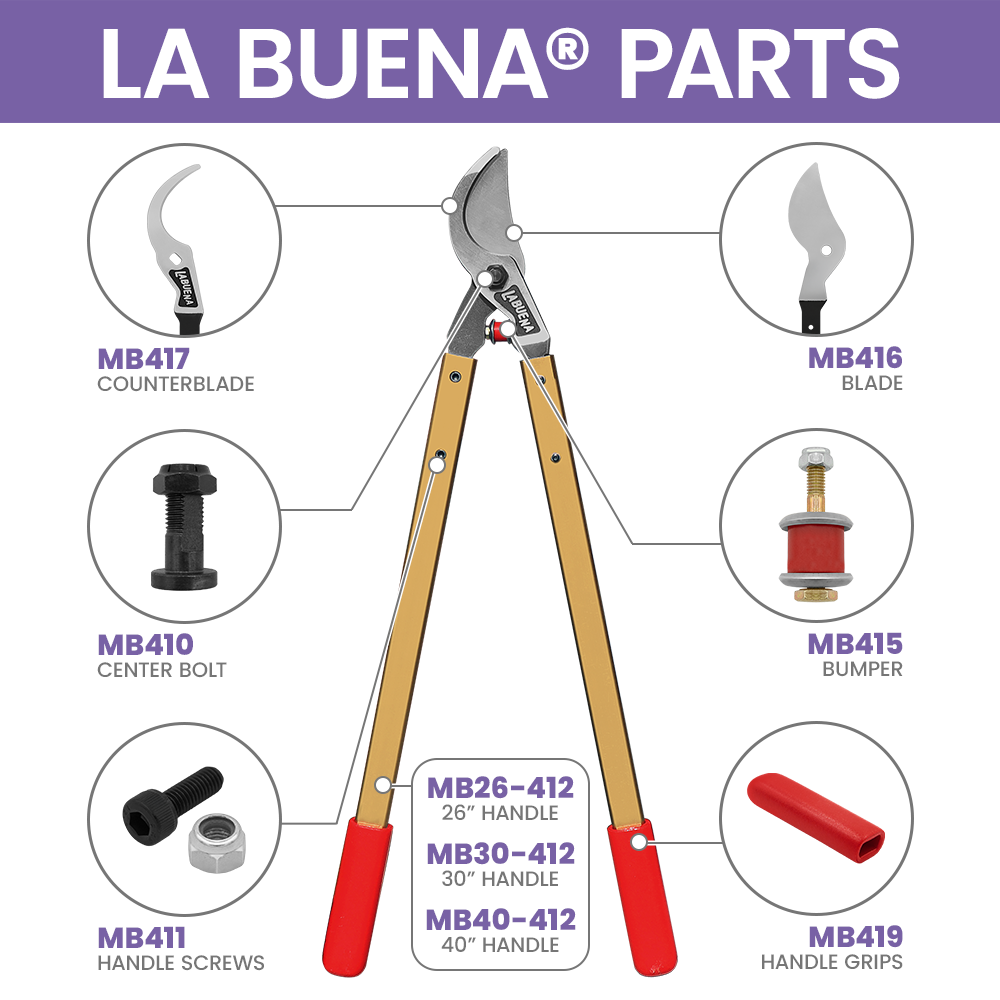 MB30 La Buena® Professional Bypass Lopper, 30-Inch Handles, Gold
