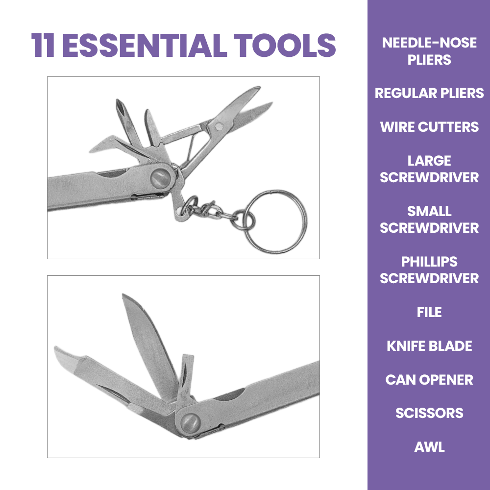 Zenport MFT27 Mini 12-Function Multi-Tool w/ Case, Silver
