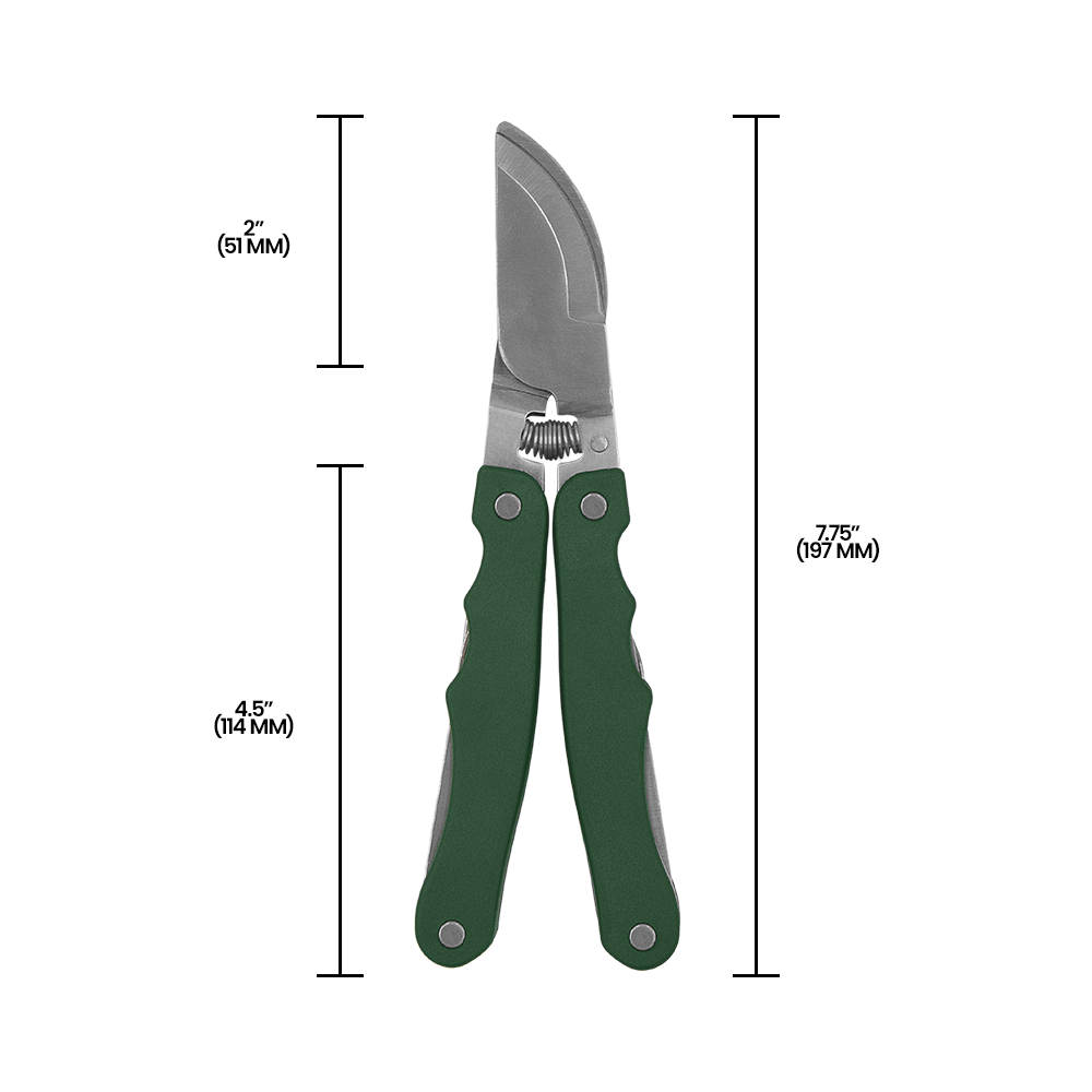 Zenport MFT45 7-in-1 Gardening Multi-Tool Pruner with Carrying Case, Green
