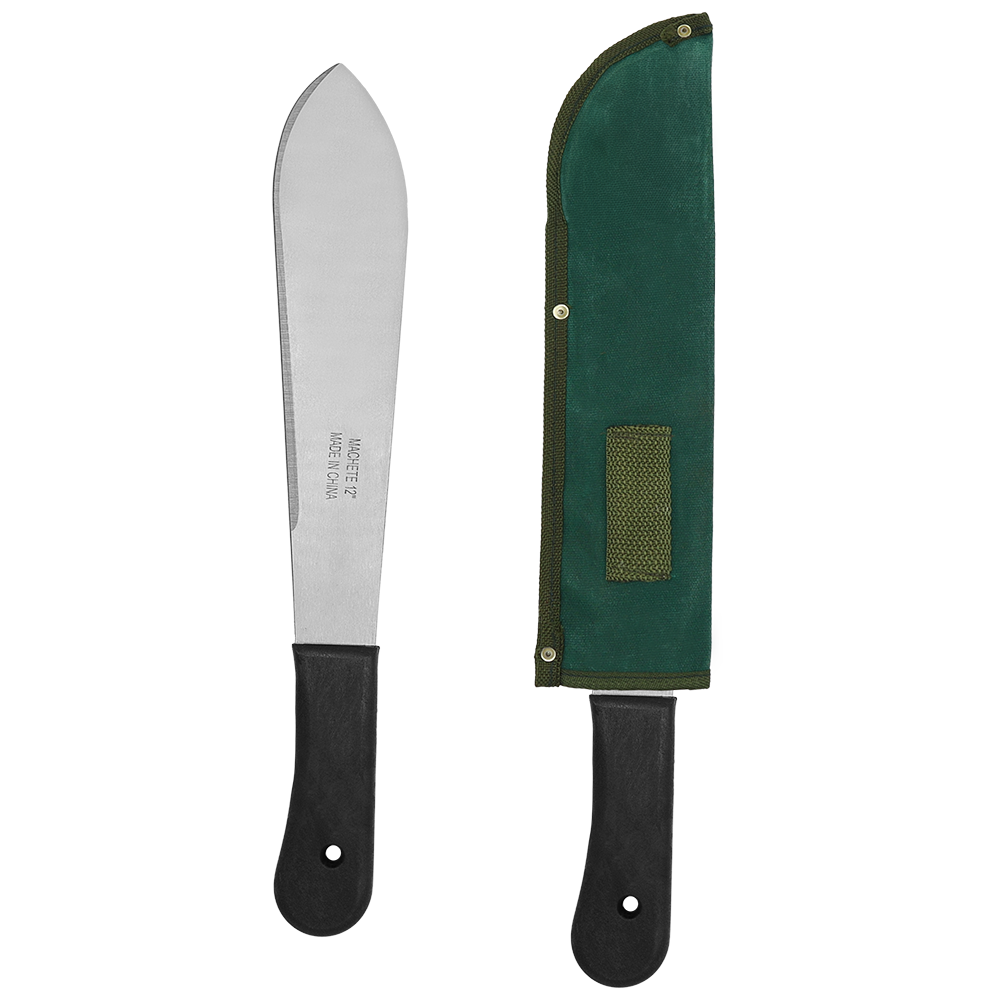 Machete Zenport MP12 con funda, hoja de 30 cm, hojas de acero al carbono de 30 cm, color plateado/negro