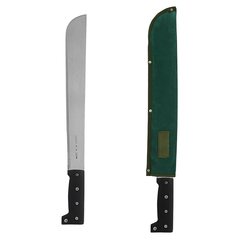 Zenport MP18 Machete with Sheath, 18 Inch Carbon Steel Blades, Silver/Black