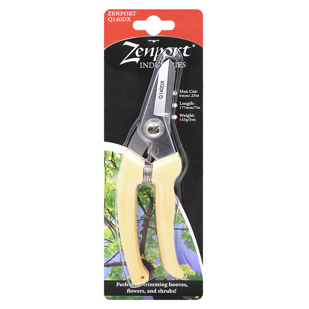 Zenport Q140DX Multipurpose Q Series Hoof Trimming Shears, 7-Inch, 2.5 Inch High Carbon Steel Blades, Cream