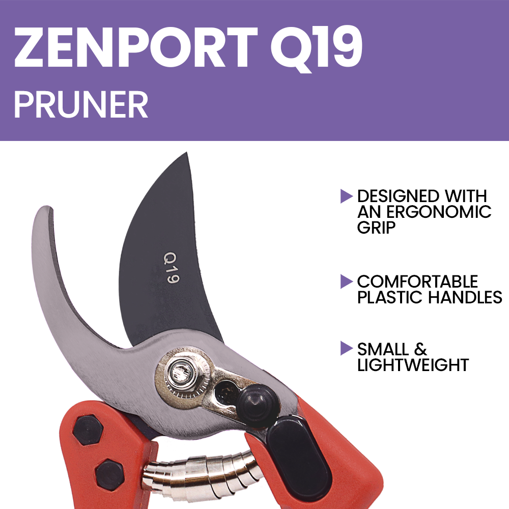 Zenport Q19 Euro-Pro Small Horticulture Pruner, 7.75-Inch, Red/Black